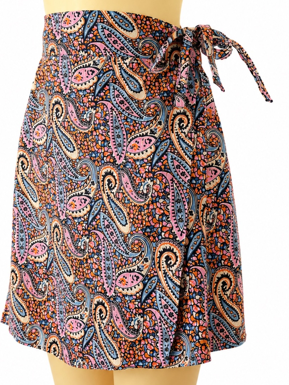 Compañía Fantástica Paisley Wrap Mini Skirt Large Boho Retro Print MultiColor - Picture 3 of 9
